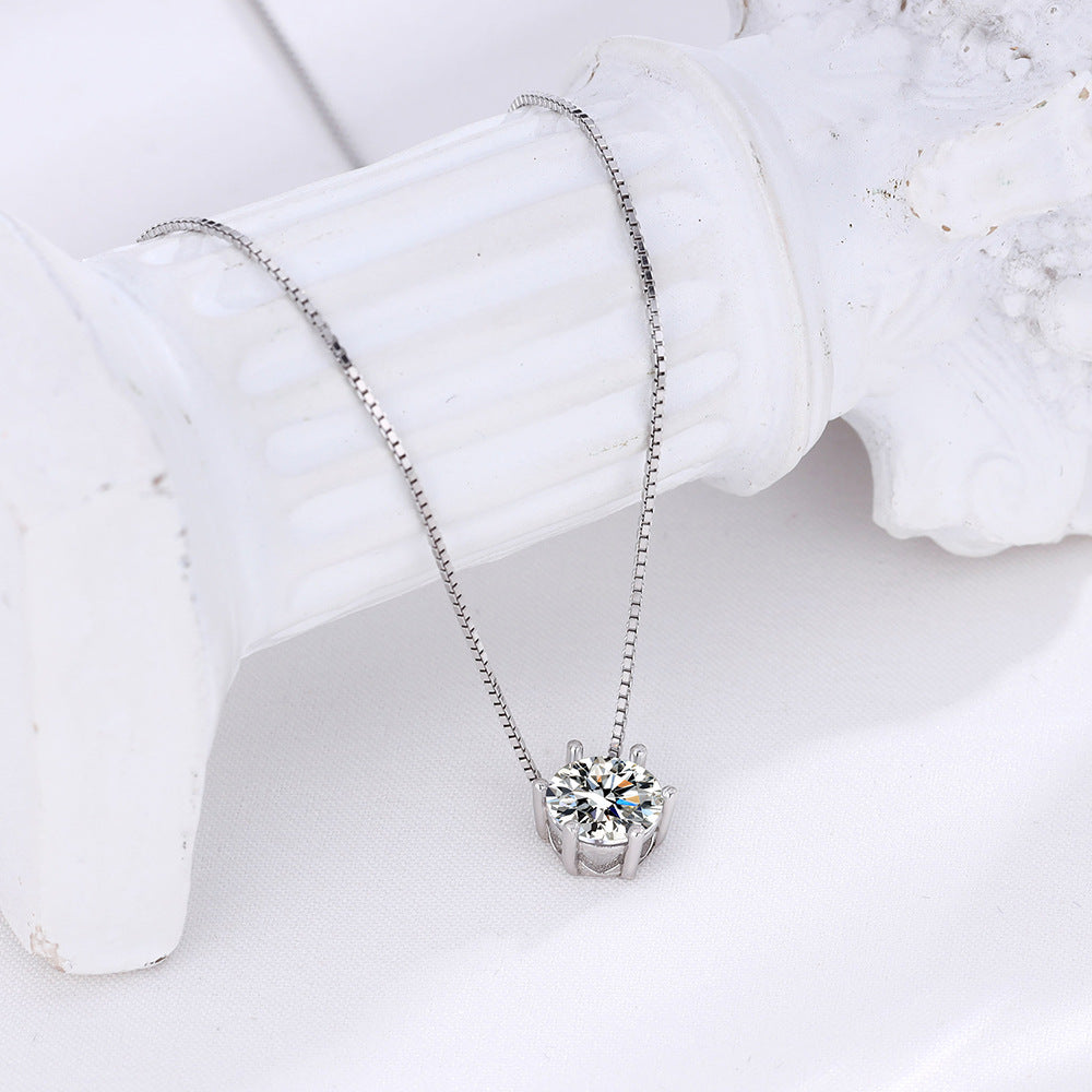 Simple Style Elegant Single Diamond Clavicle Chain Bone Necklaces