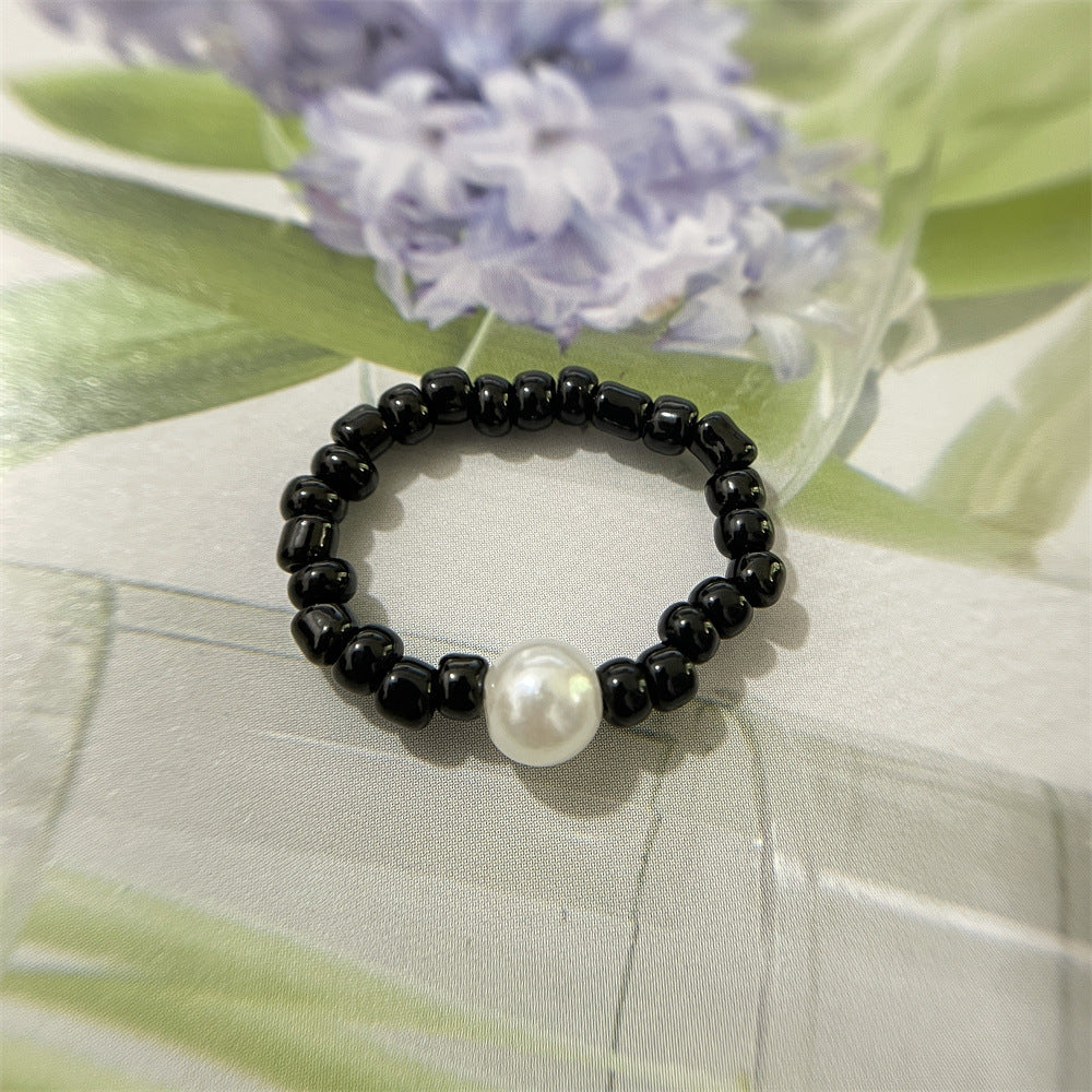 Bead Flower Colorful Woven Small Index Finger Female Rings