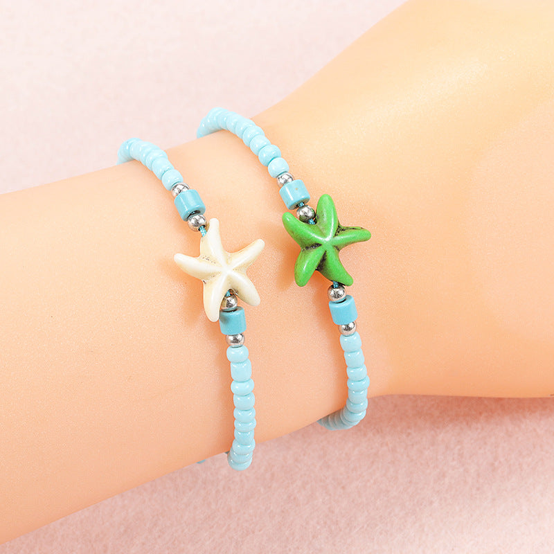 Ocean Beach Surfing Colorful Starfish Bead Bracelets