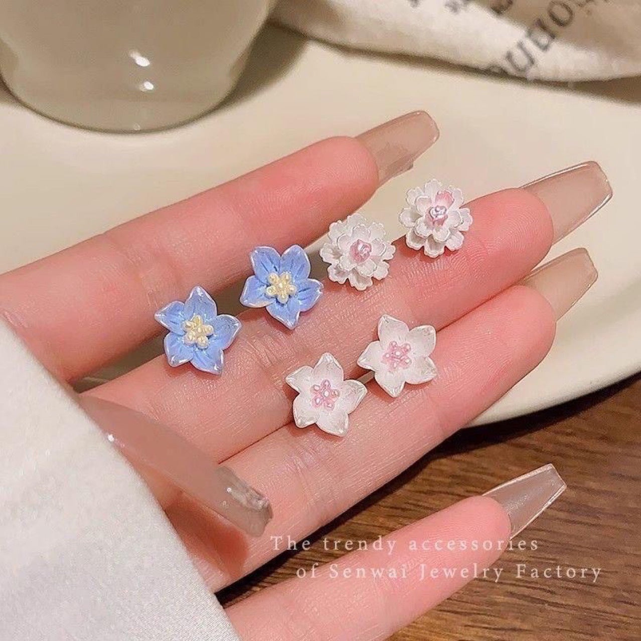 Camellia Fairy Butterfly Magnetic Female Gardenia Combination Ear Clip