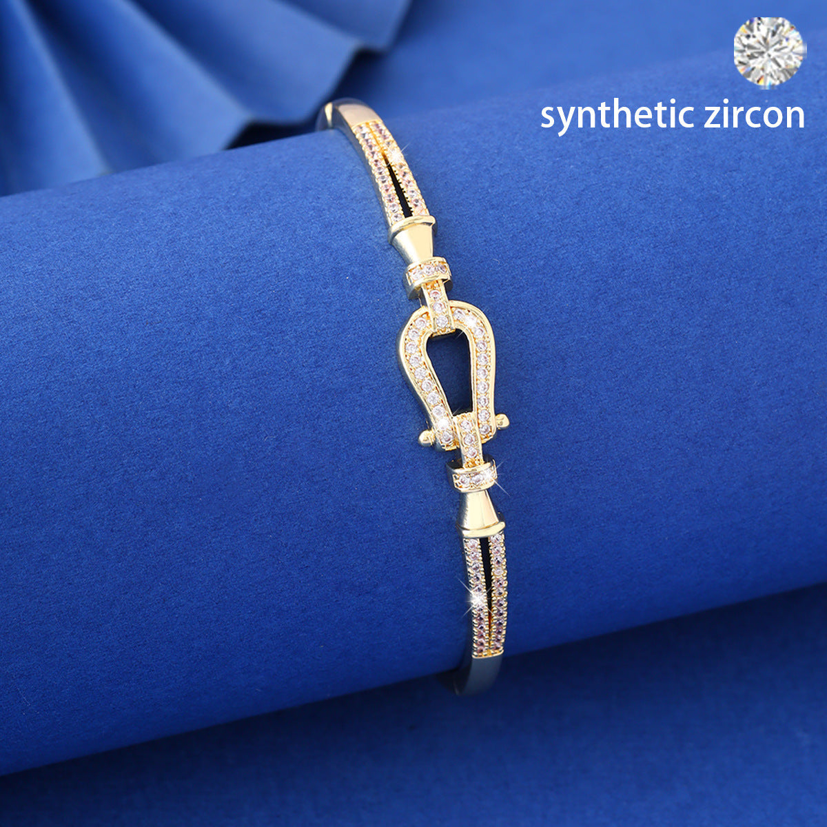 Women's Fashion Full Diamond Horseshoe Bangle High-grade Bracelet