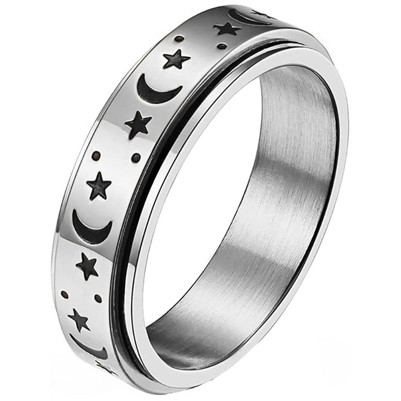 Titanium Steel Rotatable Star Moon Decompression Rings