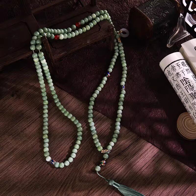 Chinese Style National Elements Long Cheongsam Twin Chain Tassel Retro Necklace