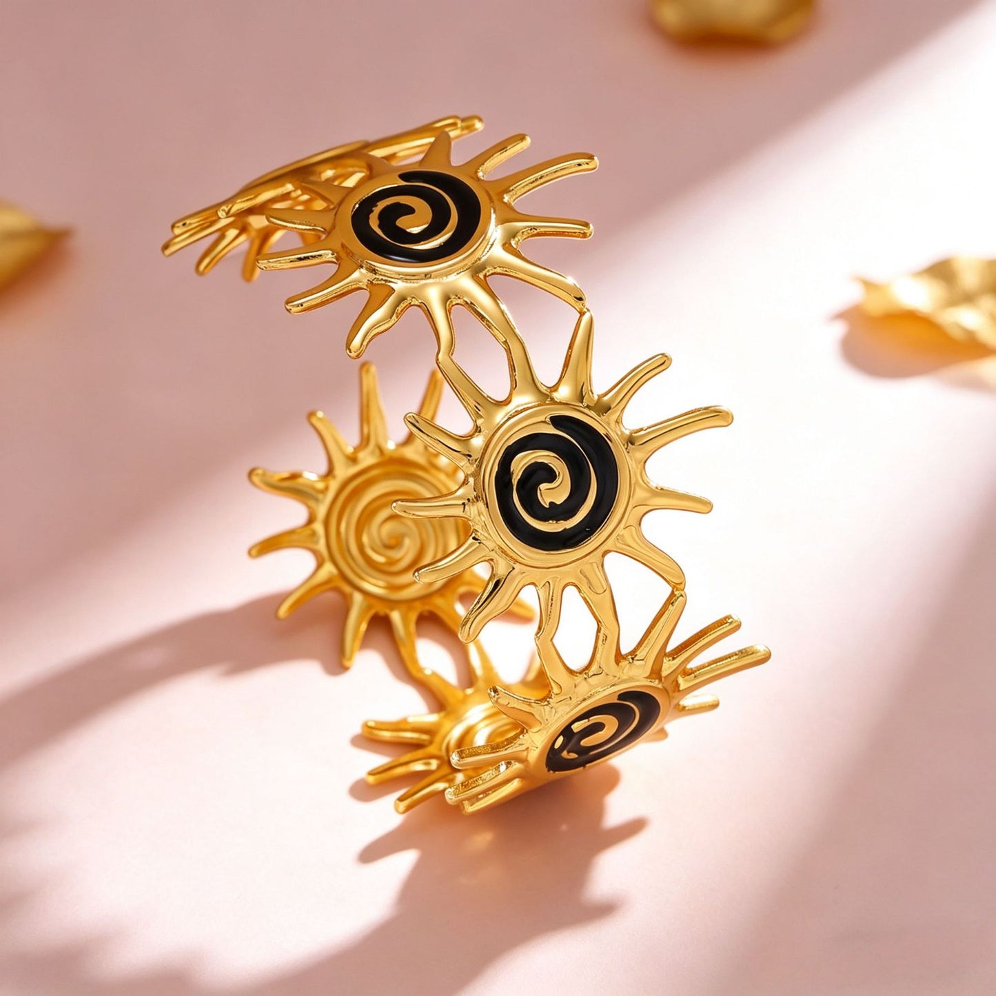 Sunflower Drip Glazed Shaped Open-ended French Retro Bracelet