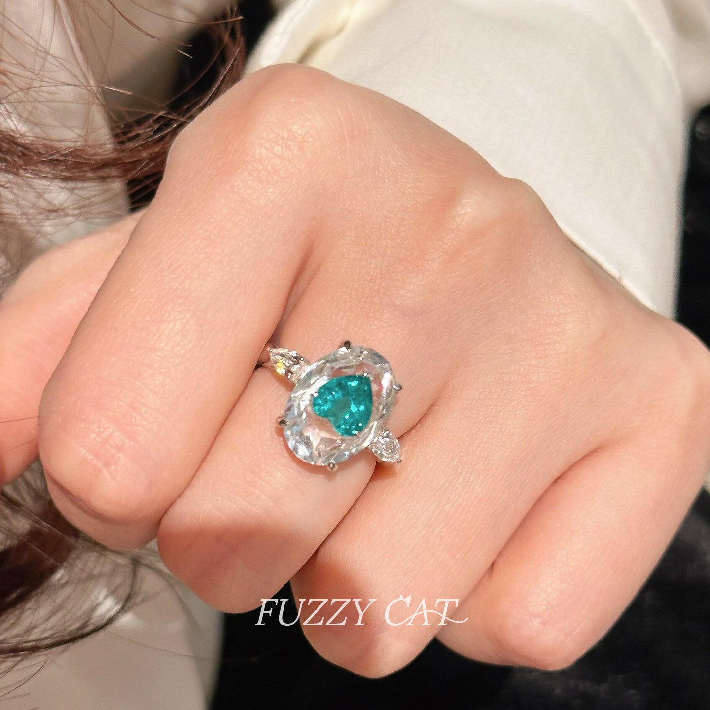 Dopamine Affordable Luxury Rhinestone Clear Feeling Oval Love Heart-shaped Fashion Rings