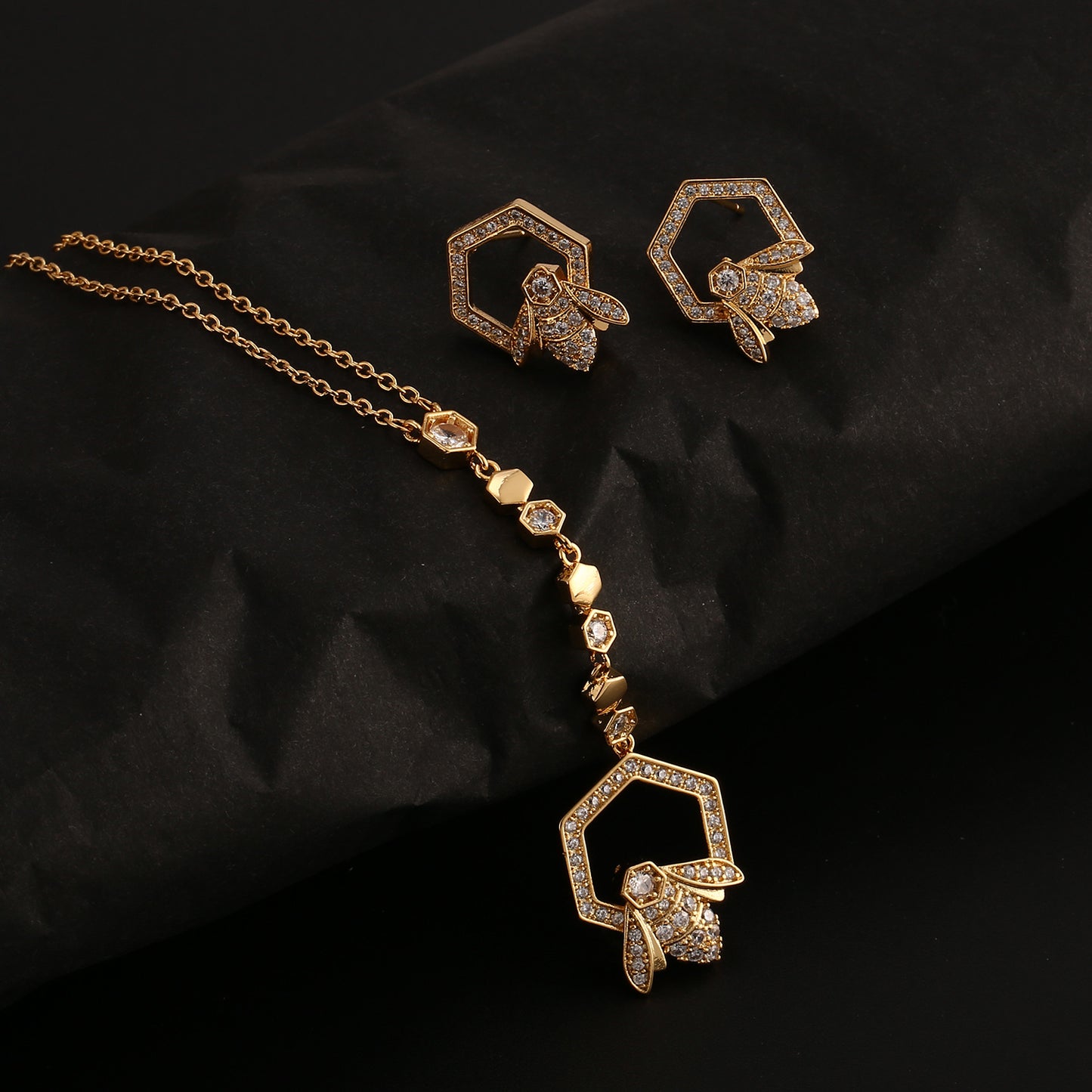 Copper Plated Gold Combination Fashion Versatile Jewelry Set