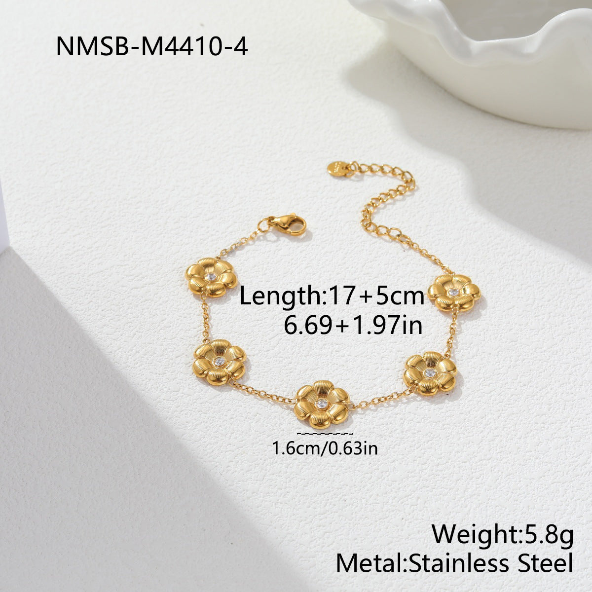 Women's Stainless Steel French Style Retro Camellia Zircon Jewelry Set
