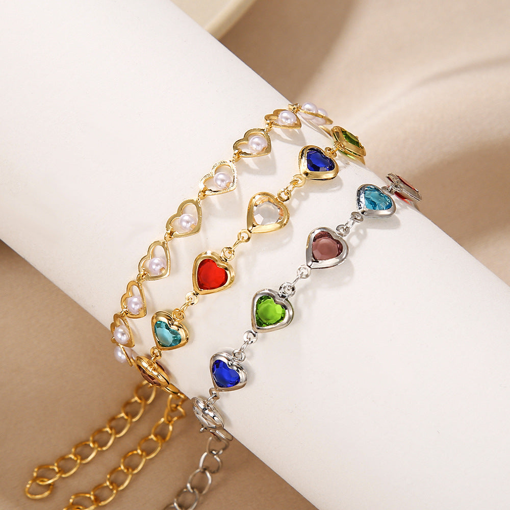 Hand Jewelry Candy Color Heart Anklet Bracelets