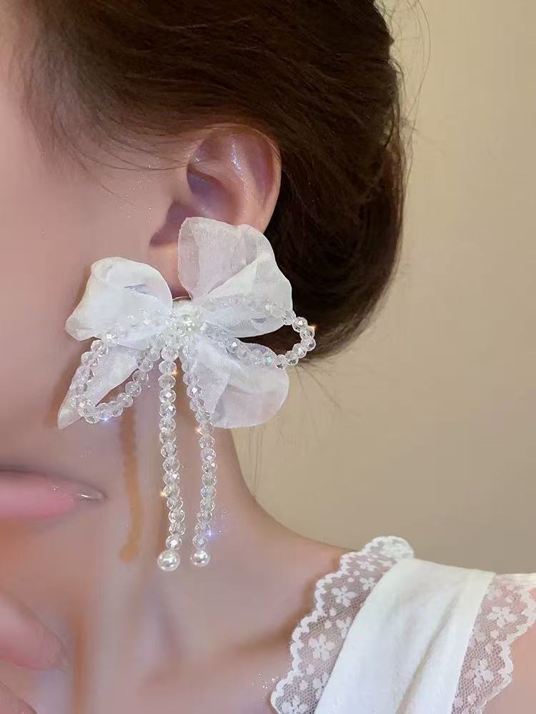 Fresh Blue Fabric Flower Elegant Sweet Rings