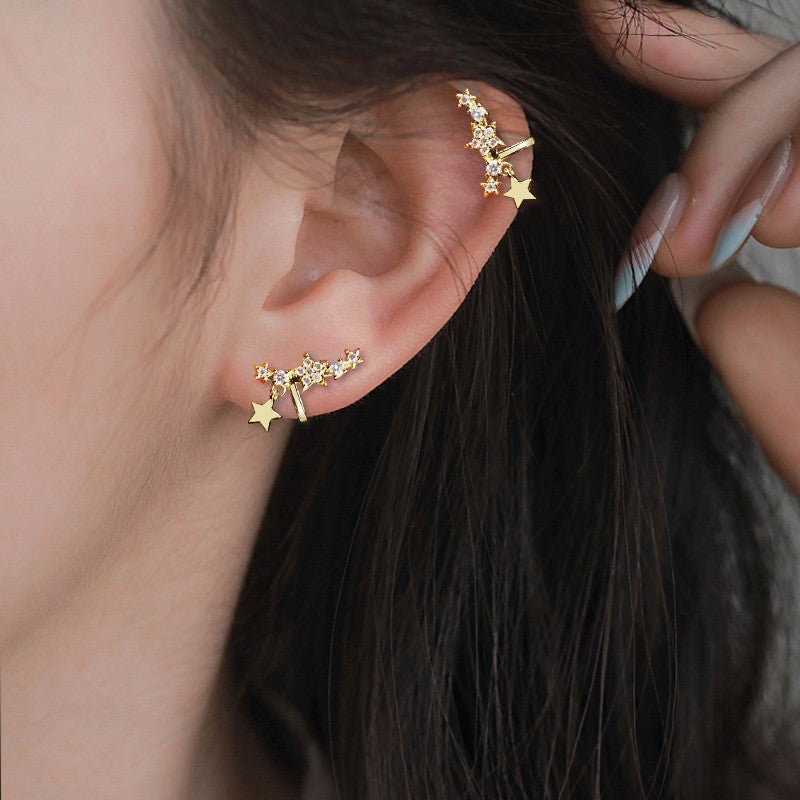 Temperamental Big Dipper Female Niche Personality Indie Rhinestone Ear Clip