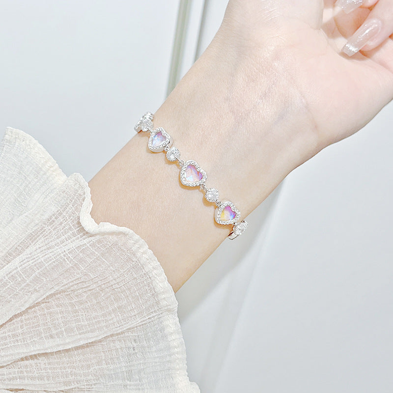 Bracelets de luxe en argent sterling pour femme Aurora Heart Light