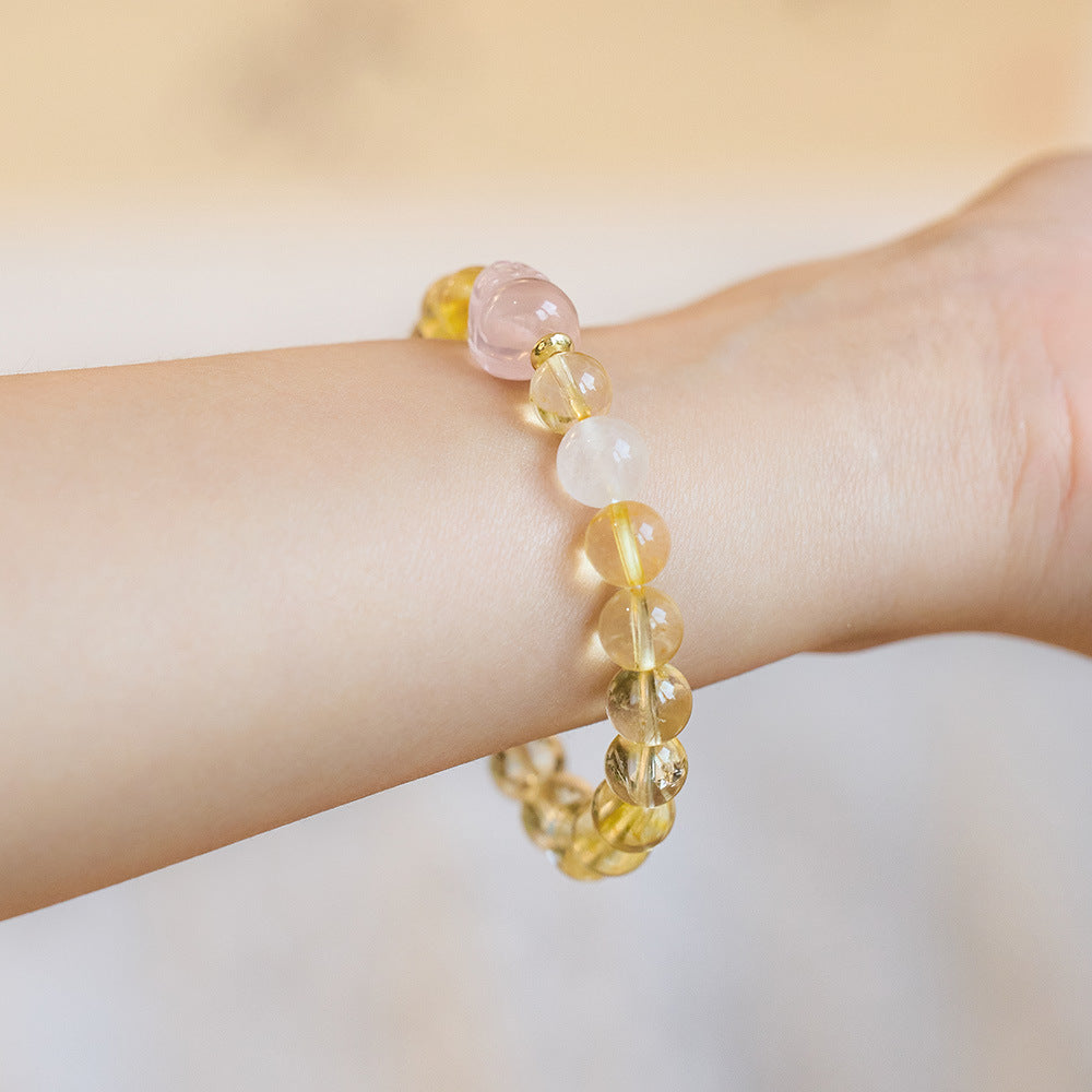 Natural Citrine Pi Female Wealth Rolling Pink Crystal Bracelets