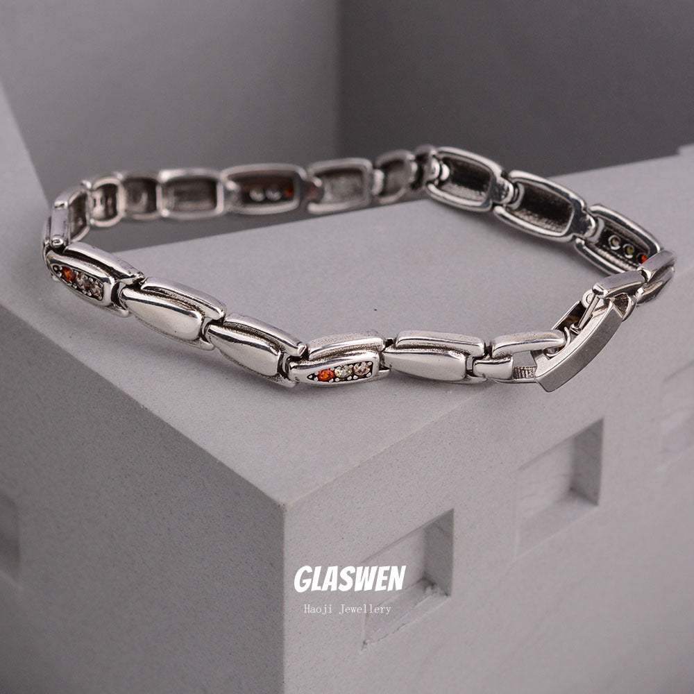 Style Personalized Chinese Color Zircon Oval Buckle Female Dopamine Bracelets