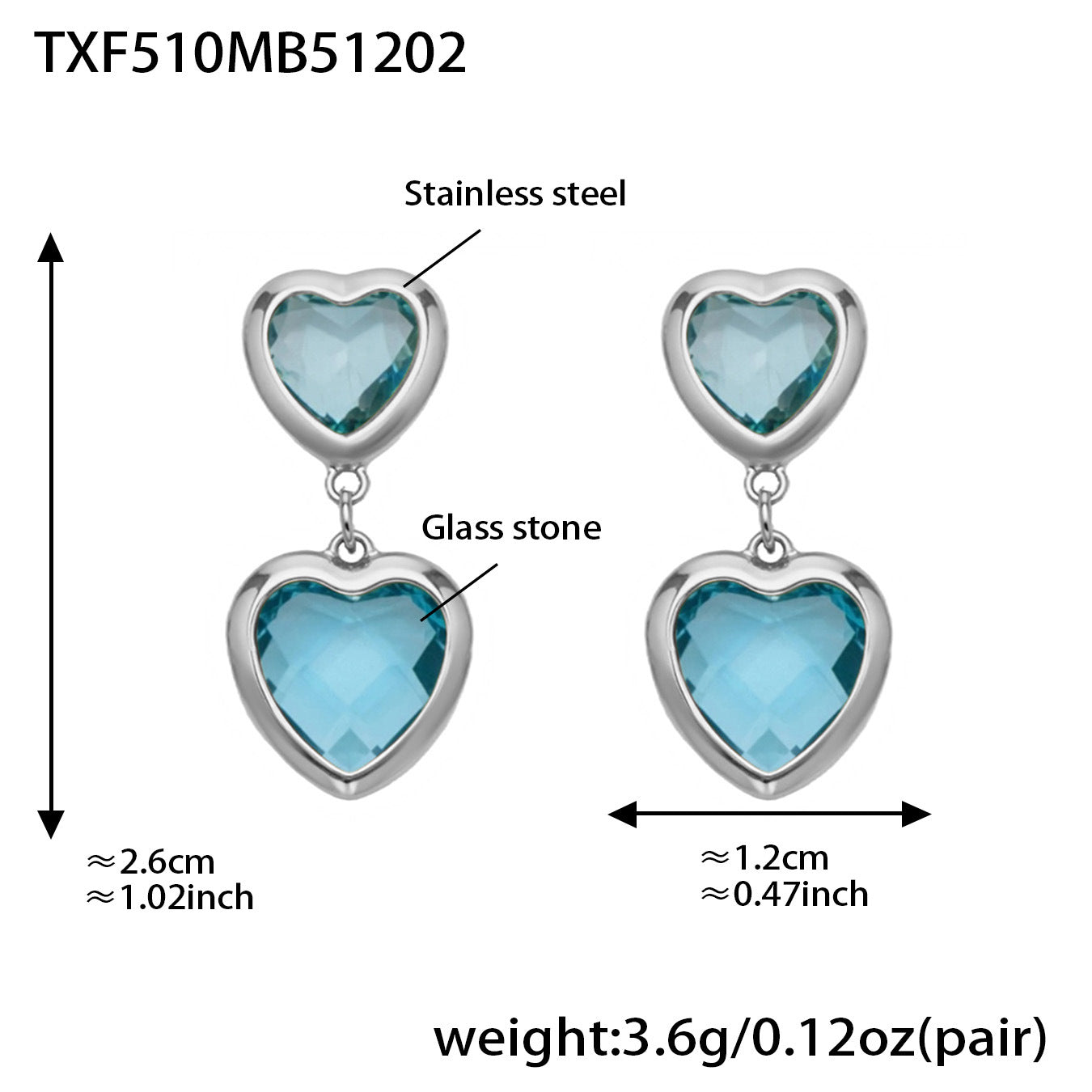 Cut Candy Color Heart-shaped Glass Stone Fashion Exquisite Stainless Rings