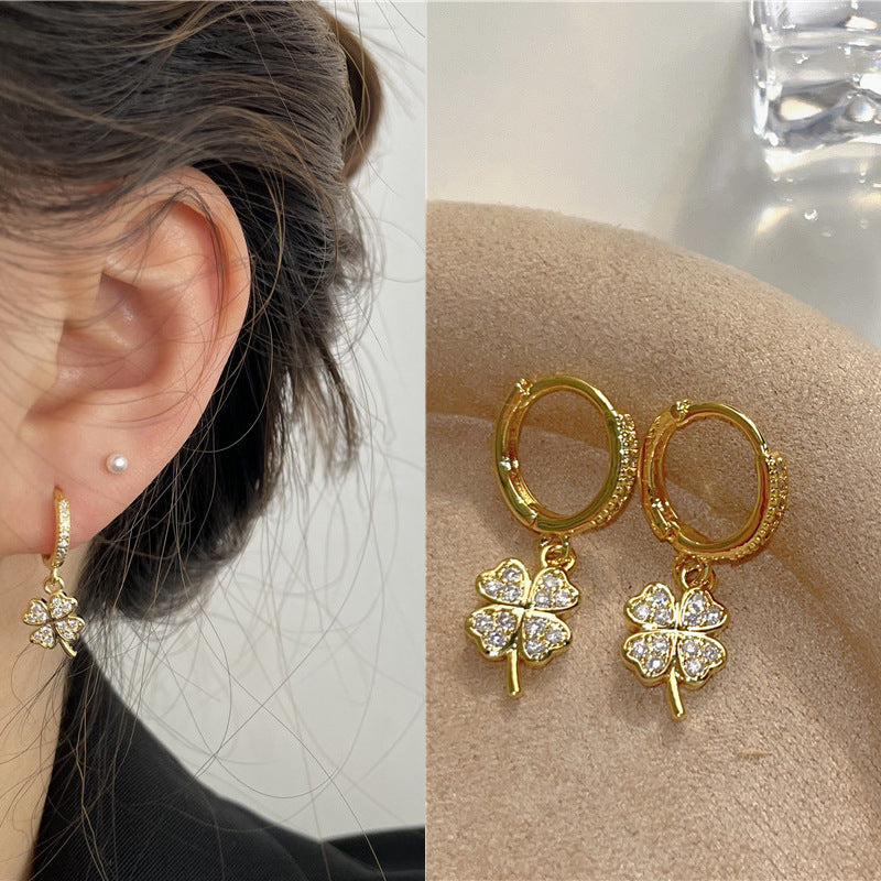 Rhinestone Ear Clip Eardrops Exquisite Sweet Hoop Earrings