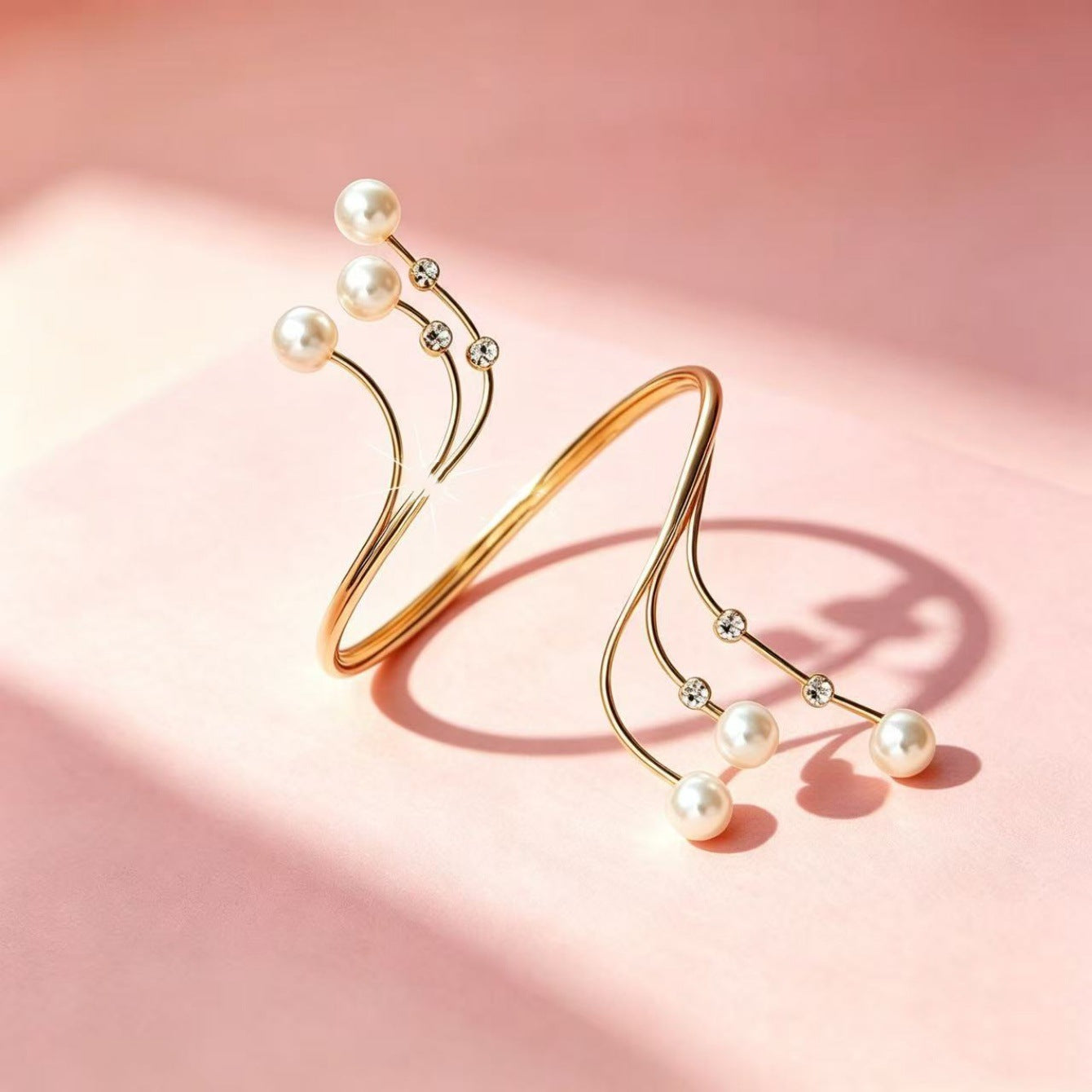 Geometric Pearl Winding Line Suit Exaggerated Bracelets
