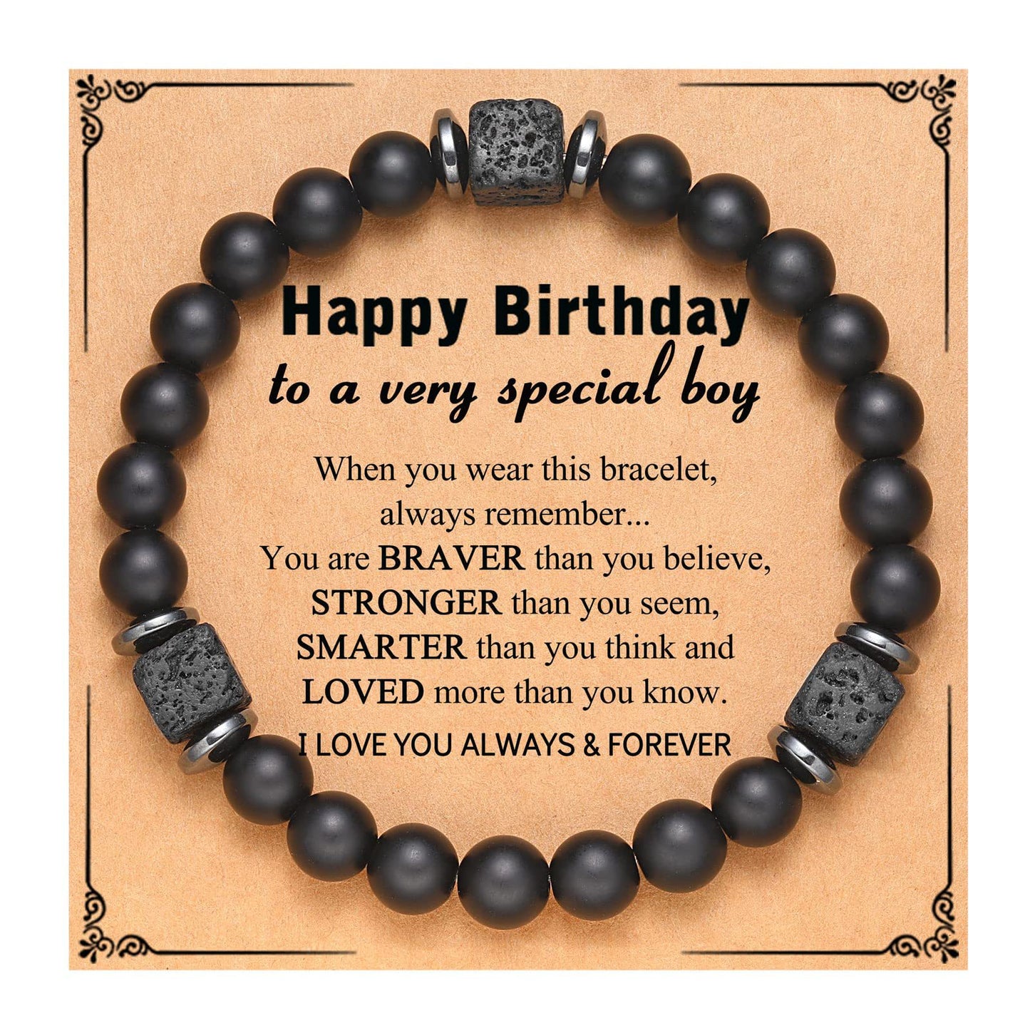 Frosted Square Volcanic Stone Father's Day Bracelets