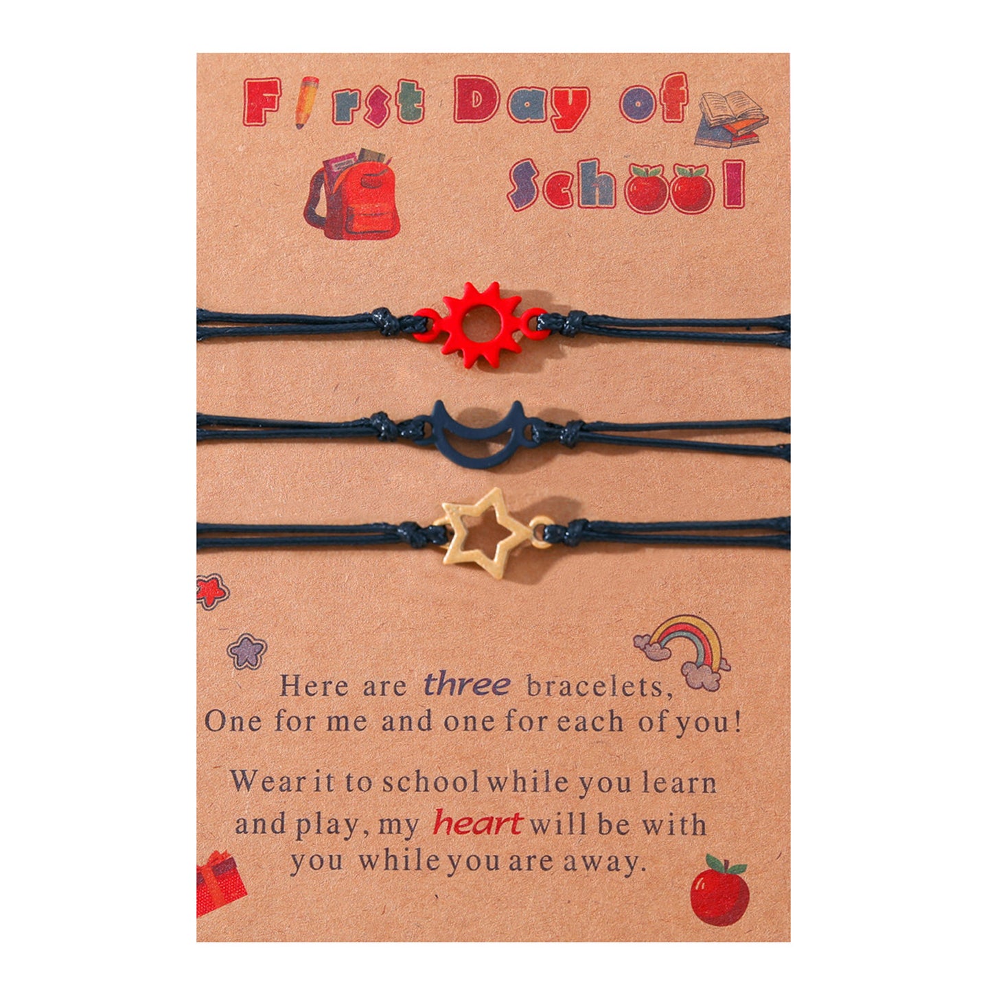 Moon Star Warm Heart Copywriting Card Bracelets