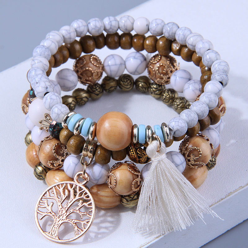 Fashion Simple Bohemian Wooden Beaded National Bracelet