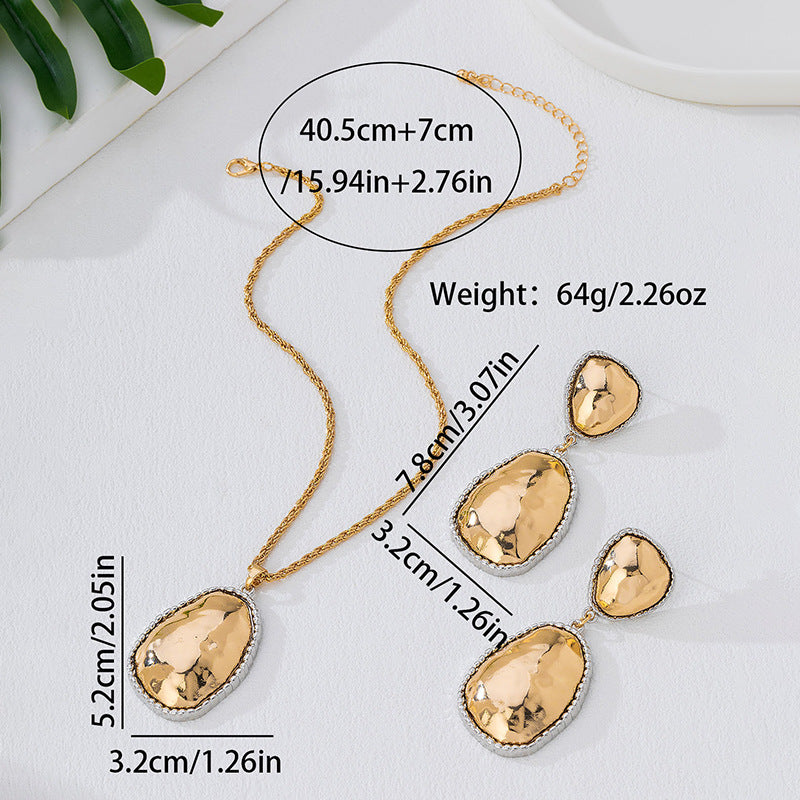 Women's Personality Two-color Shaped Fashion Trendy Clavicle Chain Earrings