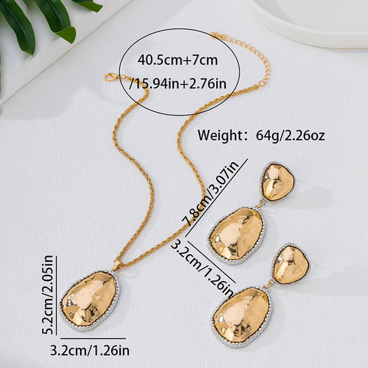 Women's Personality Two-color Shaped Fashion Trendy Clavicle Chain Earrings