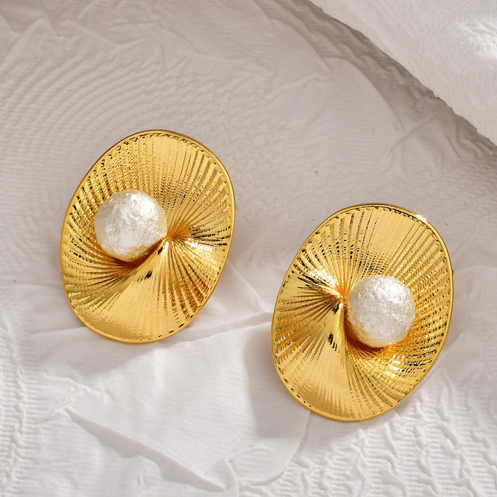 Women's Pleated Oval Texture Style Elegant Temperament Entry Rings