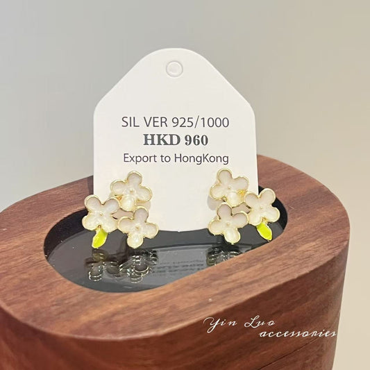 Glaze Flowers Female Sweet Gentle Temperament Earrings
