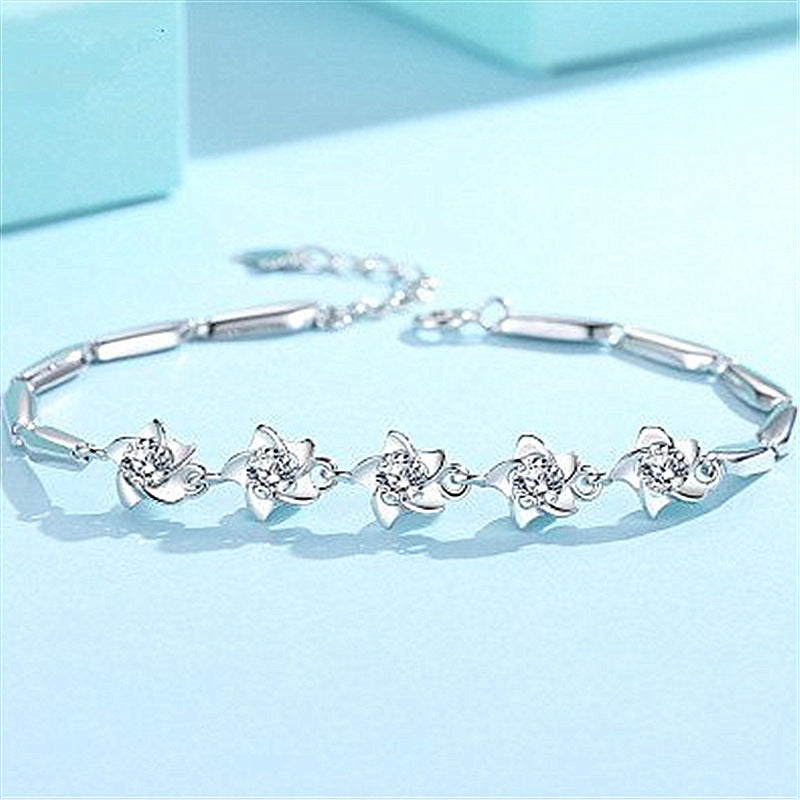 Bracelets de mer simples en forme de moulin à vent plaqué argent pour femmes