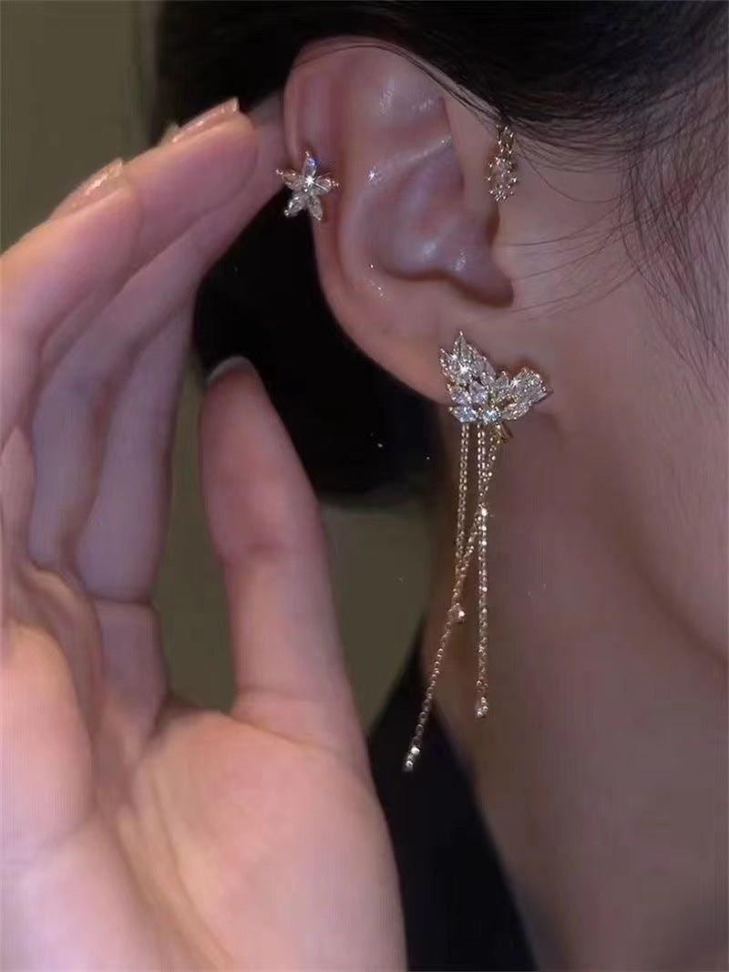 Hollow Butterfly Hook Tassel Flowers Snowflake Wheat Wings Integrated High-grade Ear Clip