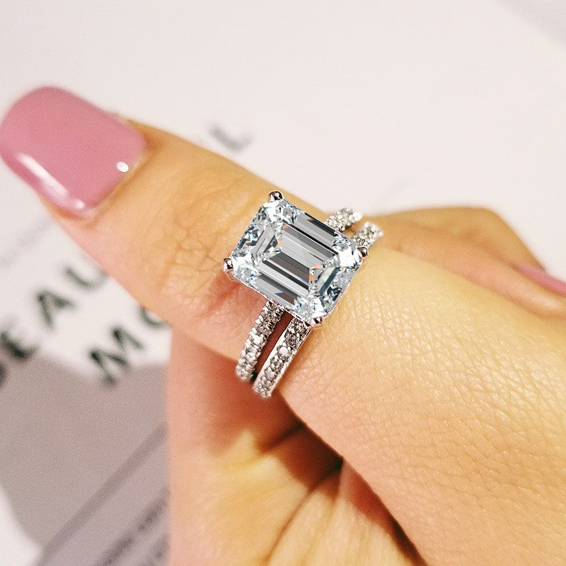 Women's Valentine's Day Flat Cut Zircon Inlaid Combined Special Interest Light Ring