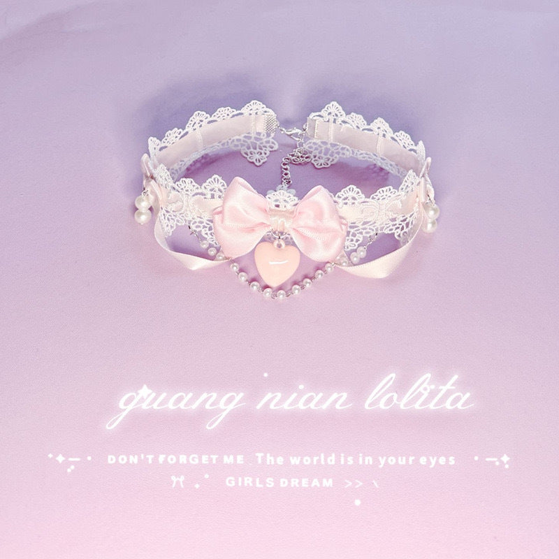 Lolita Bowknot Pearl Neck Vintage Love Short Handmade Exquisite Necklace