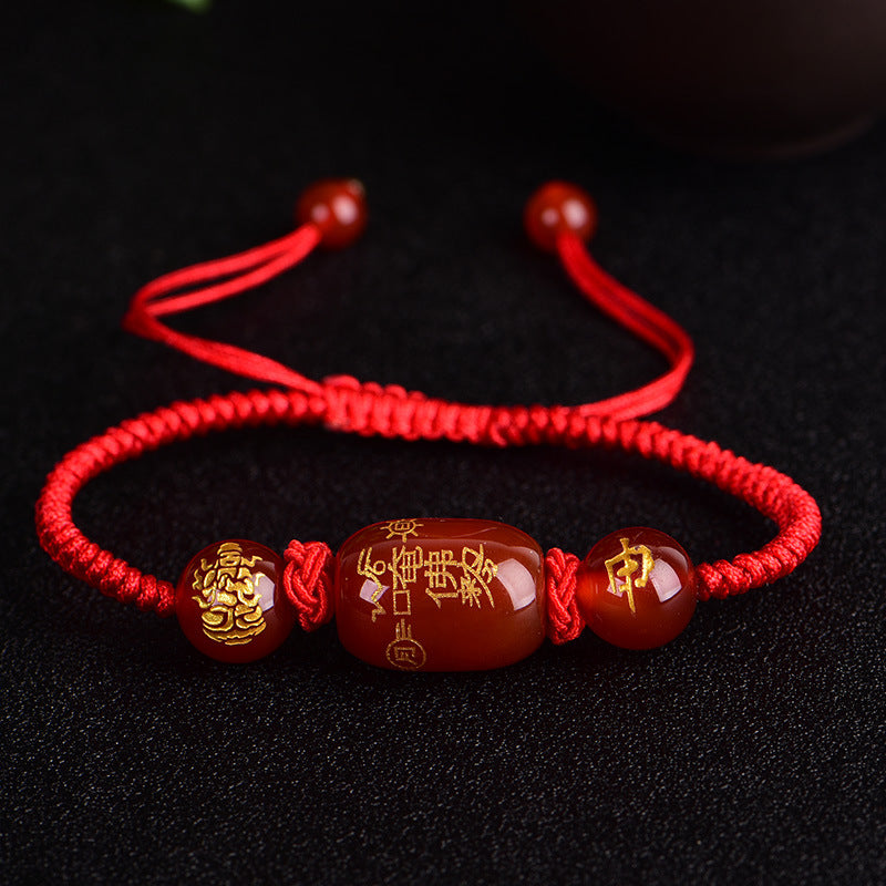 Bracelets de tigre en corde d'agate rouge thaïlandaise du zodiaque