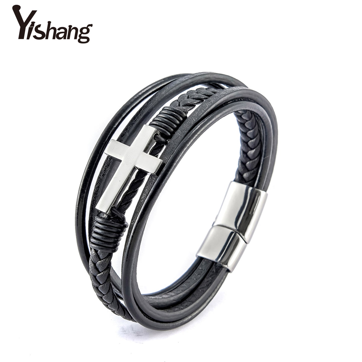 Men's Stainless Steel Cross Shelf Fashion Personality Bracelets