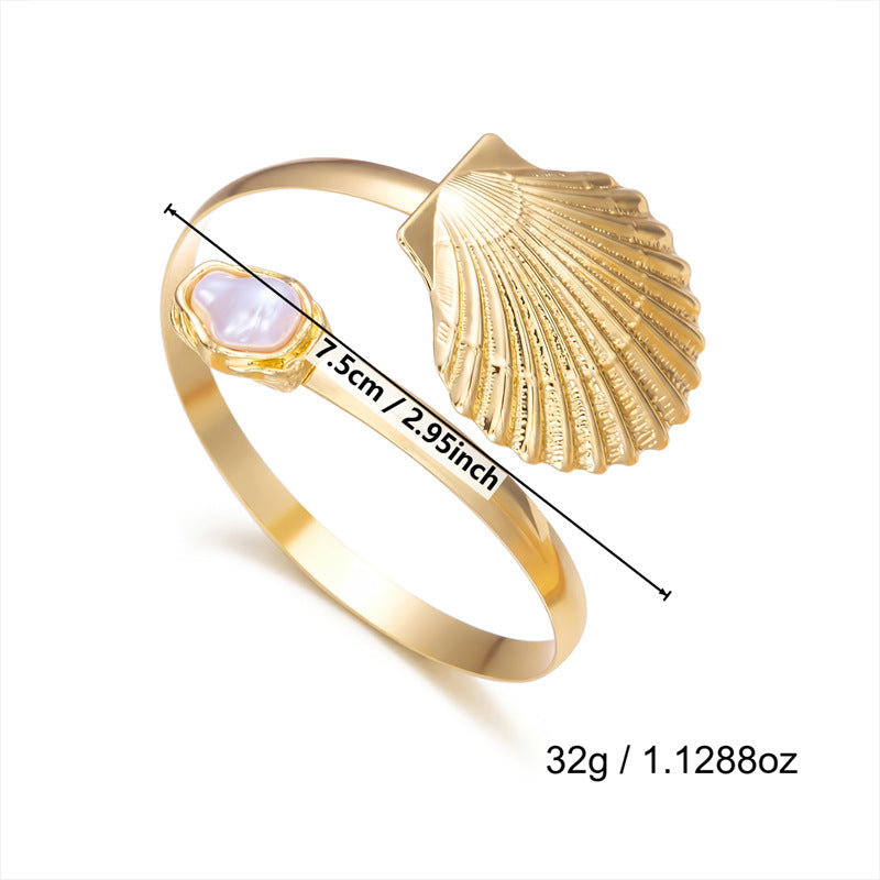 Ocean Style Metal Female Summer Vacation Starfish Baroque Hollow Adjustable Bracelets