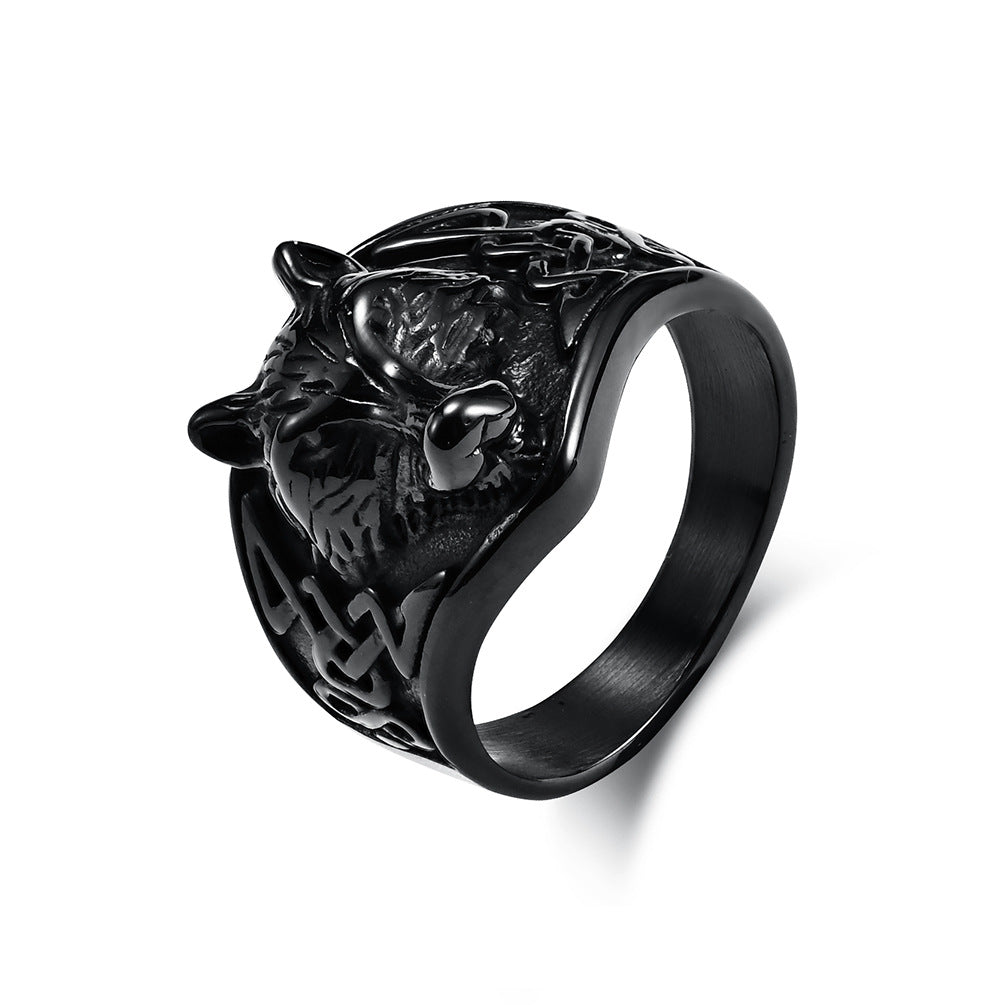 Men's Nordic Retro Style Celtic Wolf Titanium Steel Rings