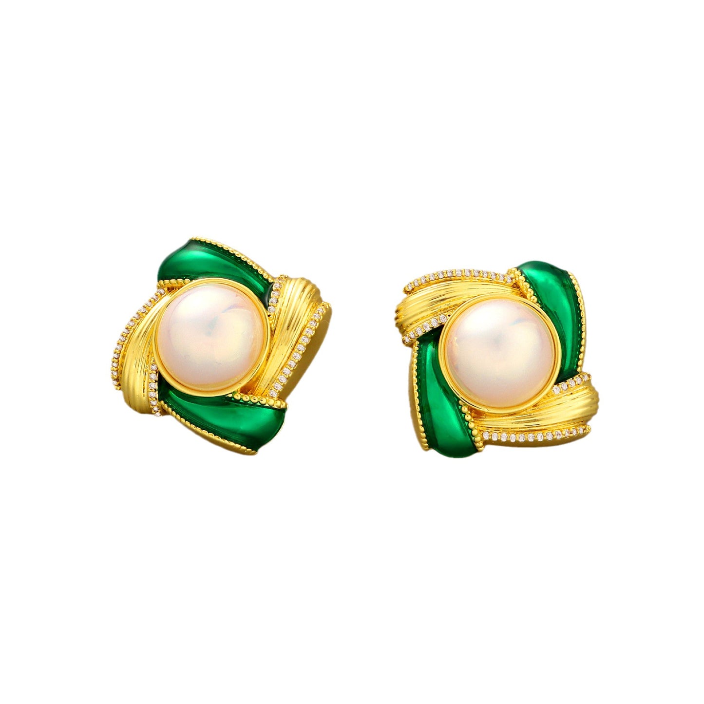 Real Gold Affordable Luxury Fashion Personality Pearl Screw Earrings