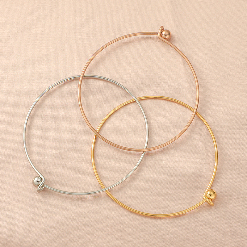 Diameter Stainless Steel Open Movable Simple Thread Beads Bracelets