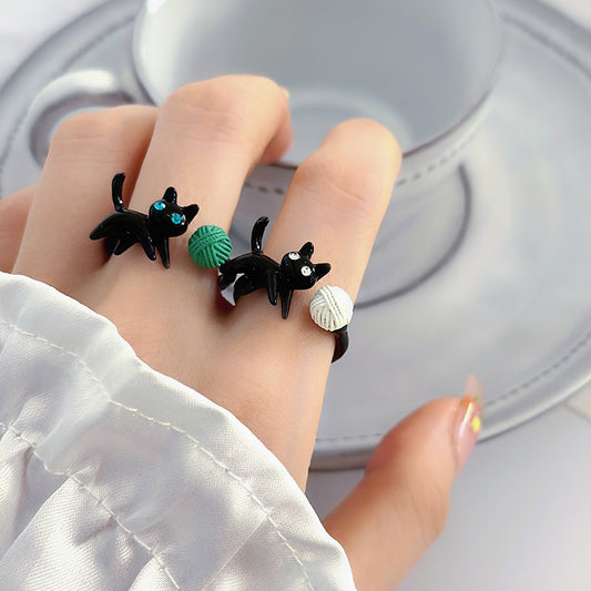 Kitty Female Fashion Niche Design Index Rings