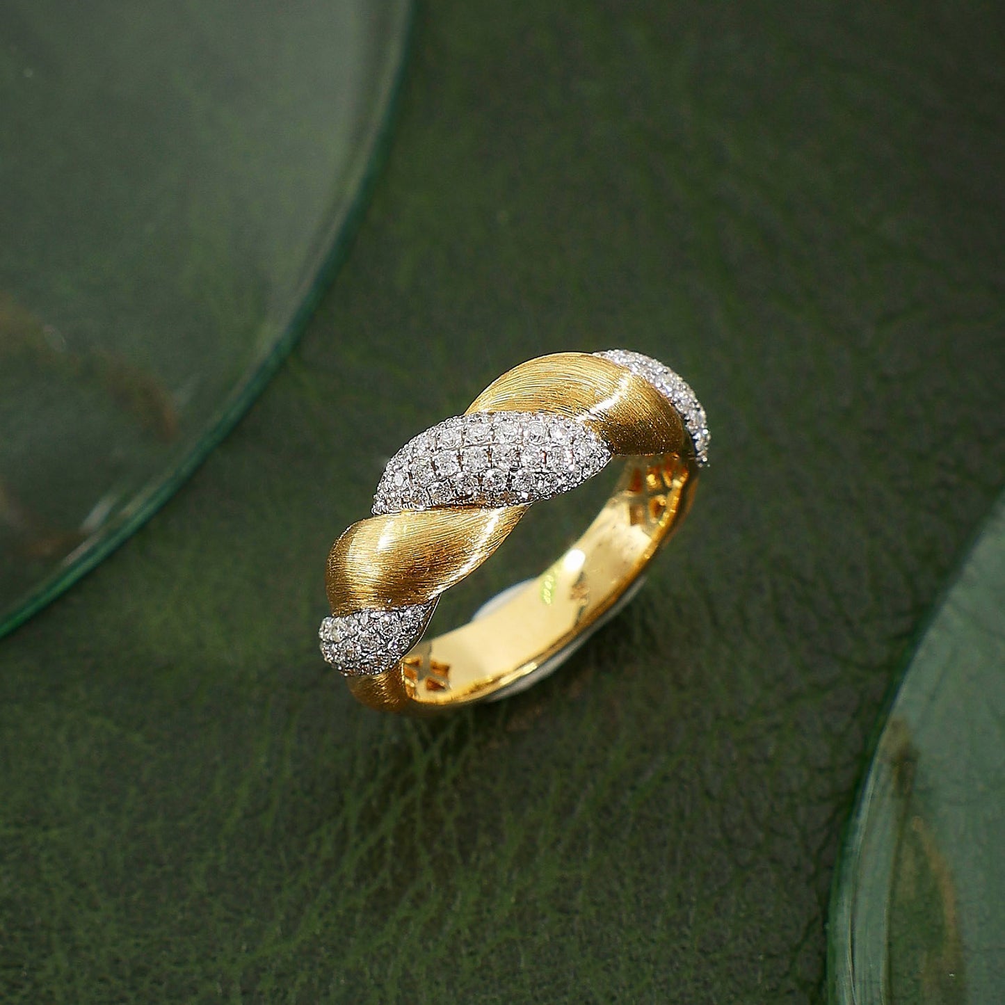 Italian Woven Carving Gold Drawing Craft Rings