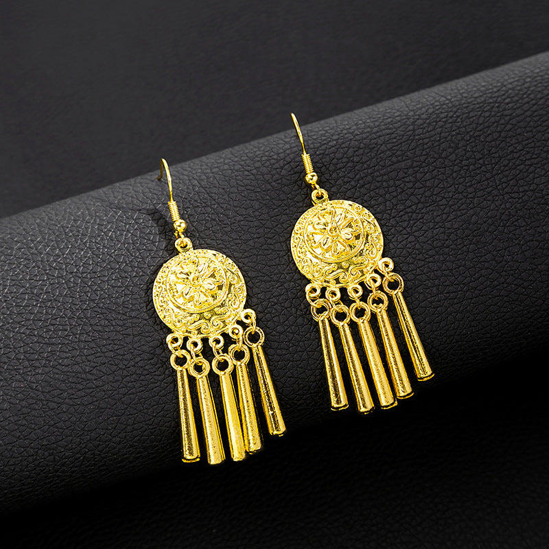 Style Peacock Golden Bell Tassel Bohemian Earrings