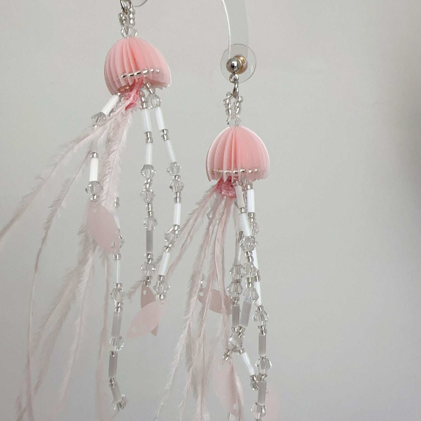 Fairy Jellyfish Feather Tassel Ear Changeable Fashion Atmosphere Stud Earrings