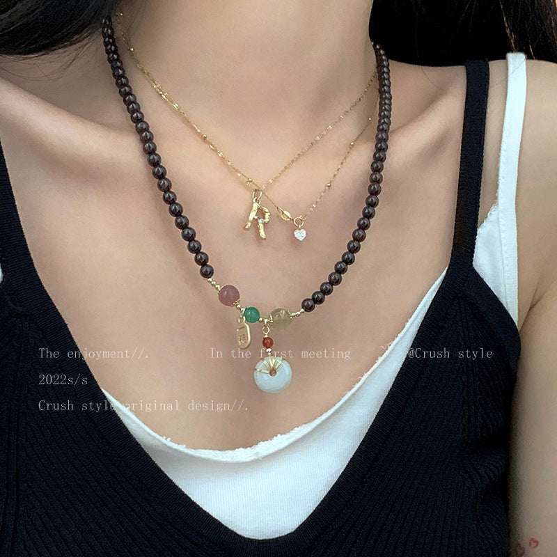 Peace Buckle Beaded Light Luxury Female Necklaces