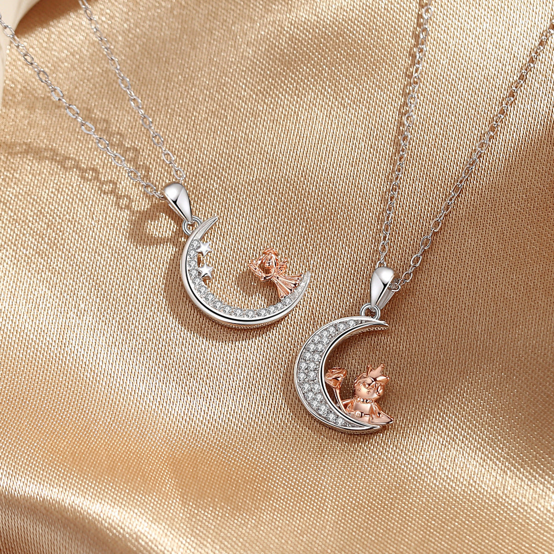 Moon Downwind Front Couple Fresh Full Diamond Necklaces