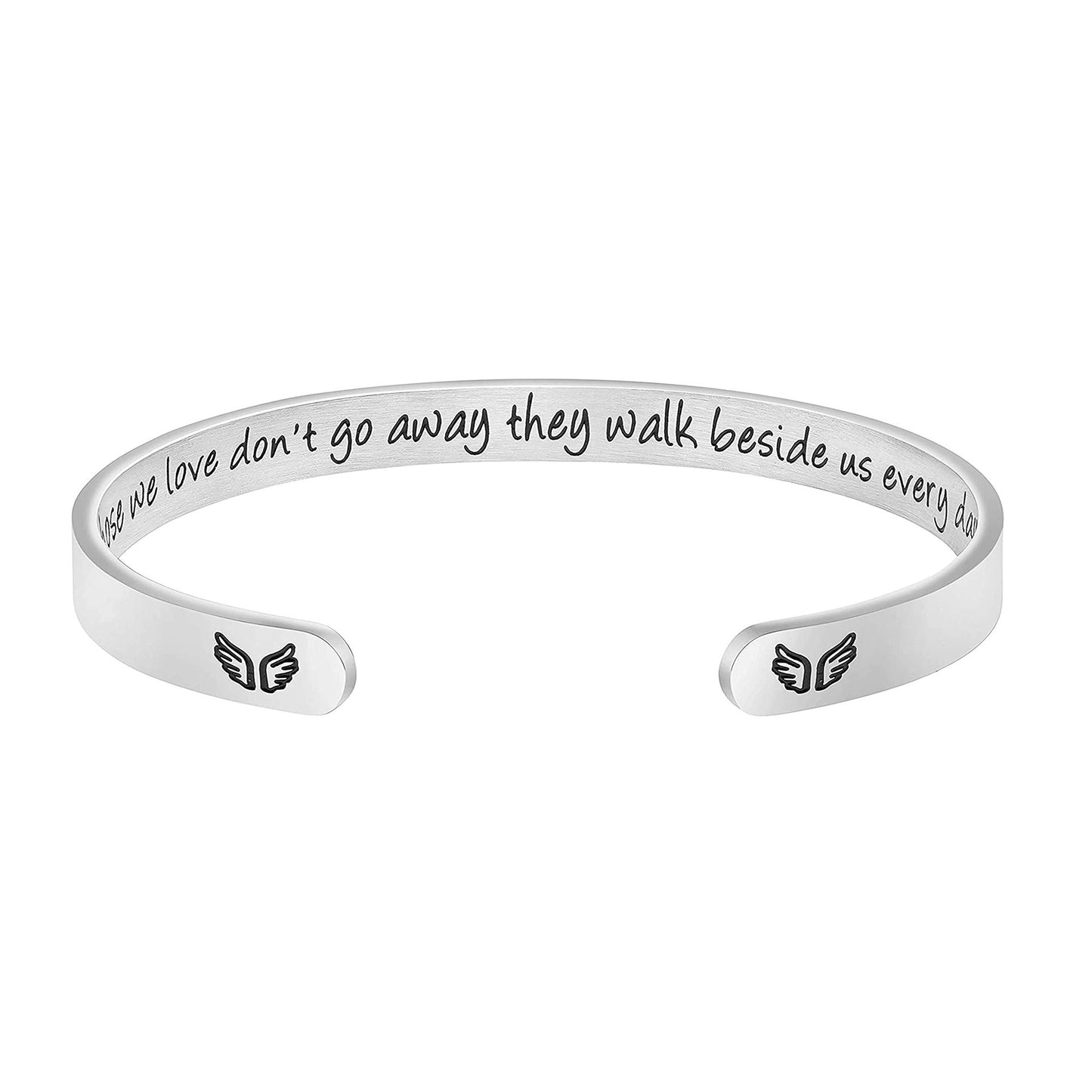 Geformte Armbänder mit Schriftzug „Flügel“, Herz, Kreuz und Pfeil