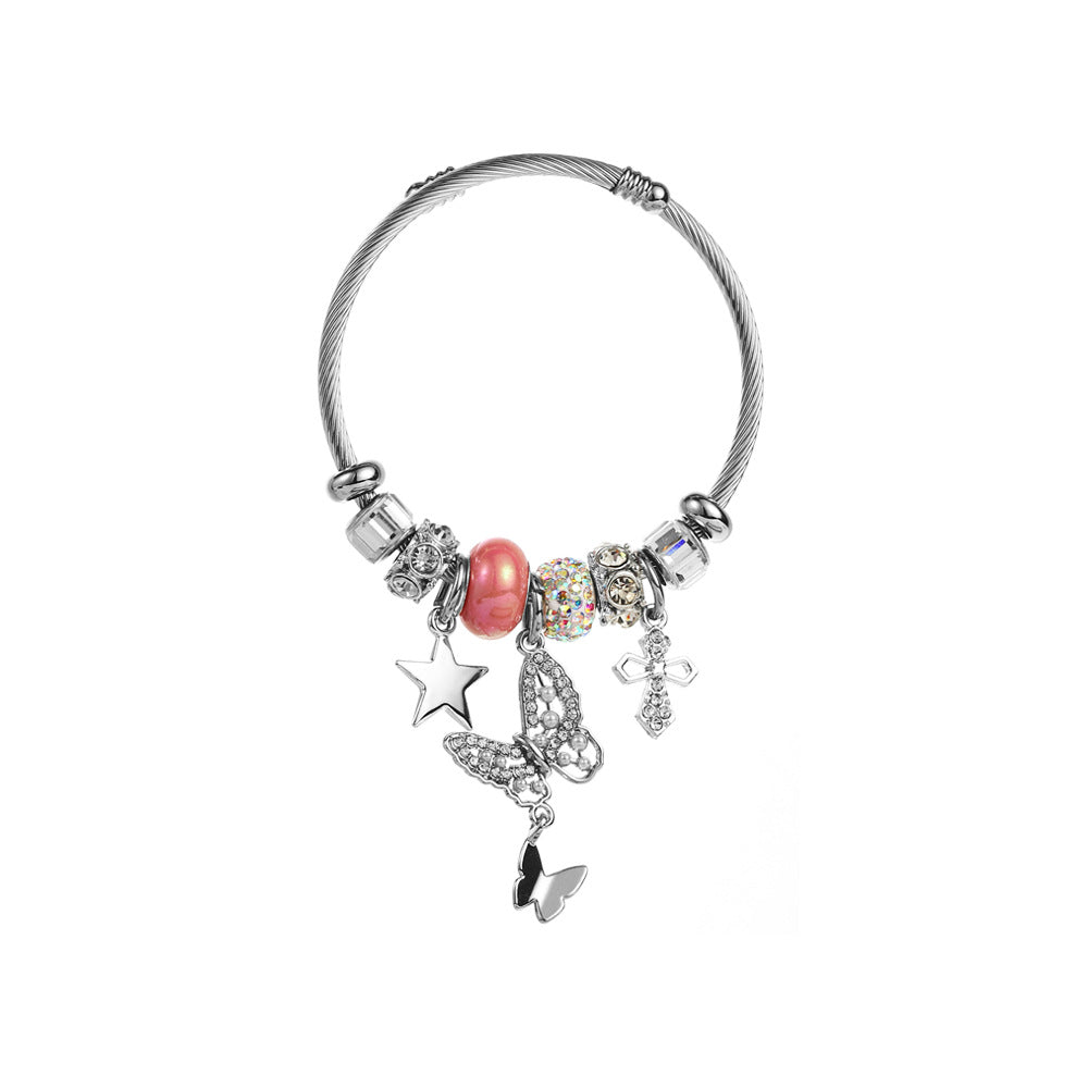 Dora Alliage Diamant Papillon Réglable Bracelets En Acier Inoxydable