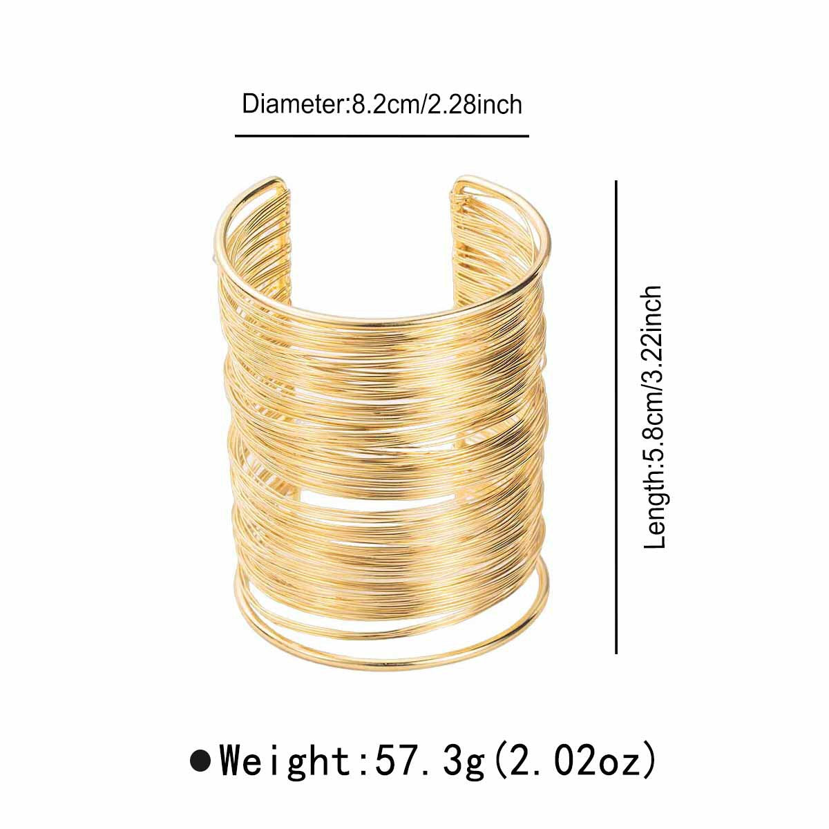 Women's Exaggerated Metal Texture Iron Wire Open Wide Bracelets