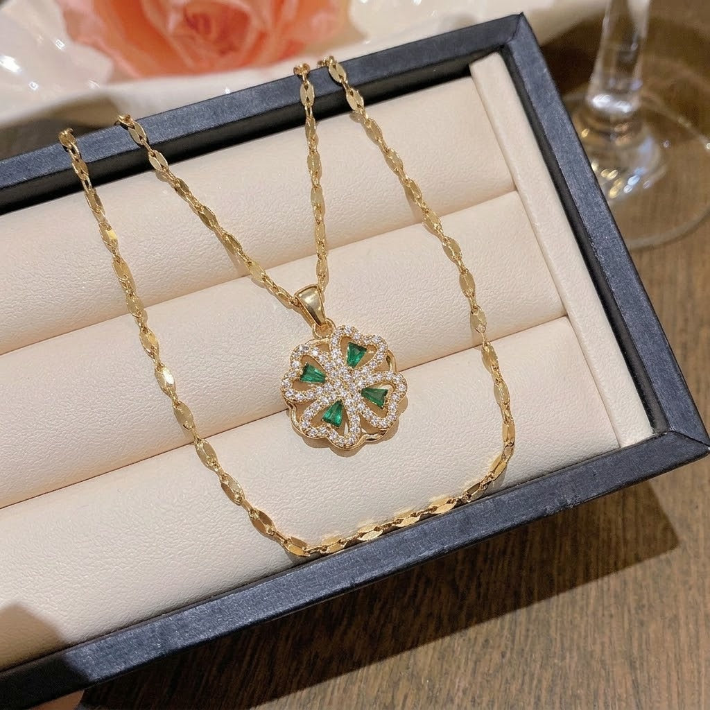 Rotating Degree Rotation Heart-shaped Zircon Clavicle Rings