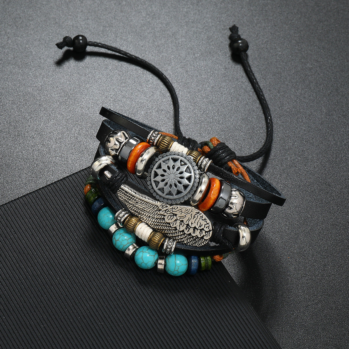 Women's Beaded Cattle Leather Bohemian Woven Alloy Bracelets