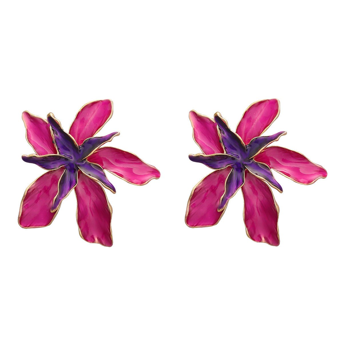 Oil Female Beautiful Flowers Ear Bohemian Earrings