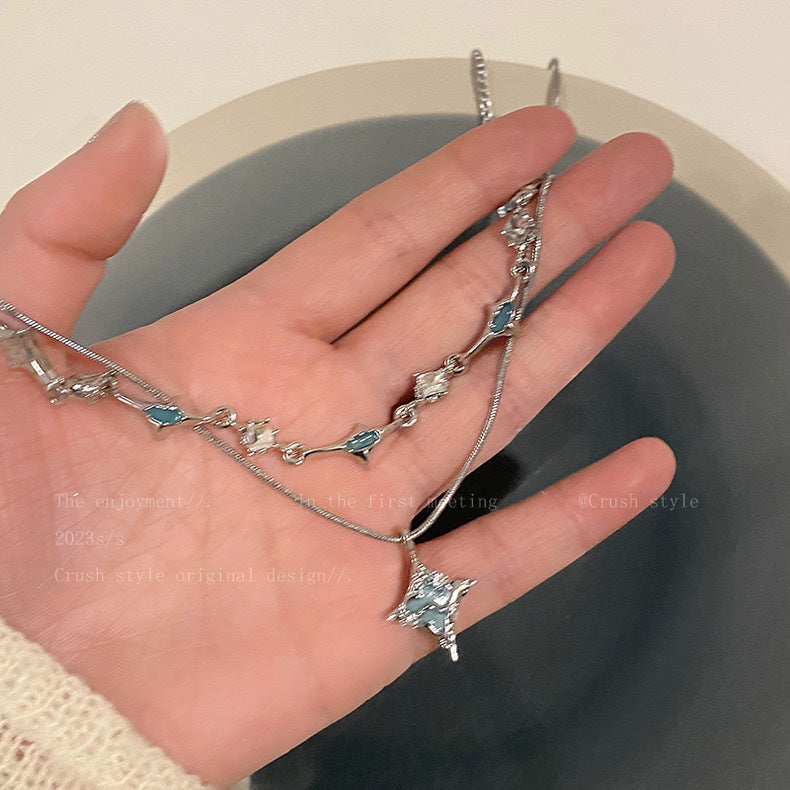 Ice Crystal Butterfly Female Sweet Cool Hot Design Sense Necklace